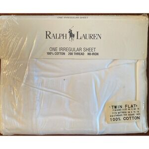 RALPH LAUREN Home Collection White  TWIN Flat Sheet IRREGULAR NEW OLD STOCK!